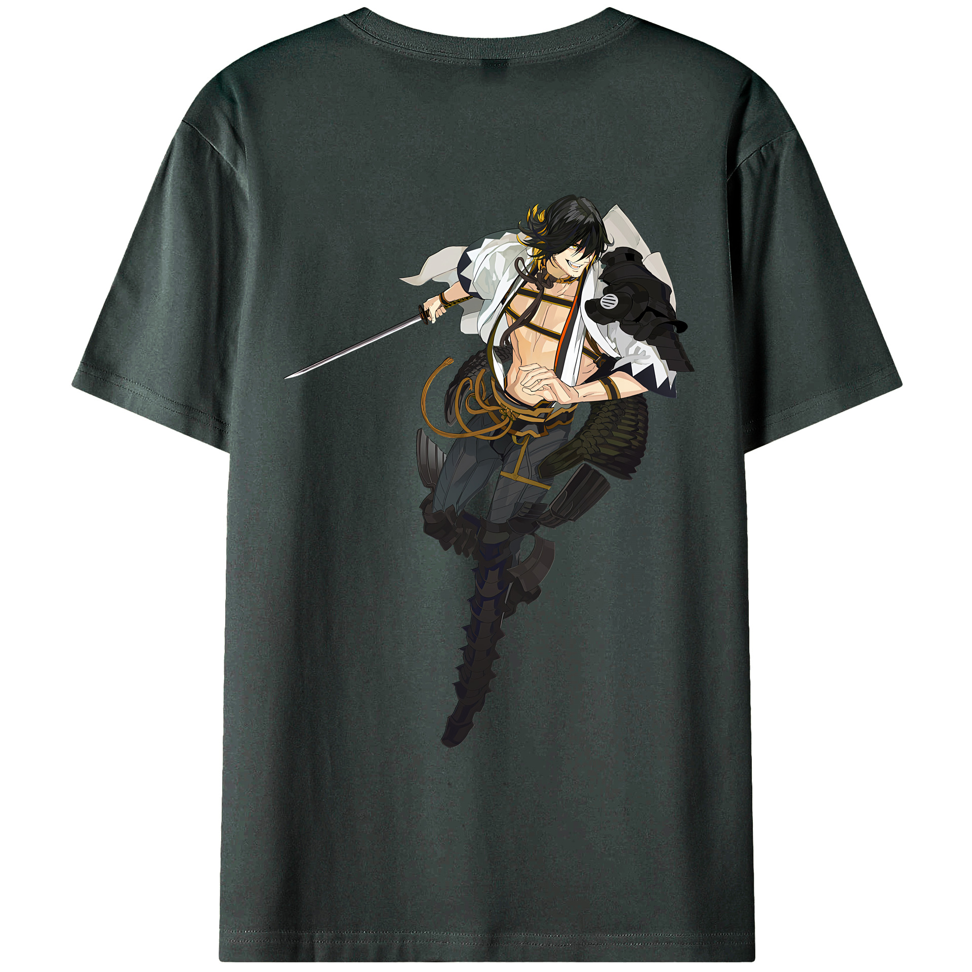 （画像用） 刀剣乱舞 Touken Ranbu 綿100％ メンズ半袖Tシャツ（バックプリント） 通気性